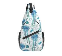 Sling Bag Jellyfish Teal Ocean Beautiful Senderismo Daypack Crossbody Hombro Mochila Travel Chest Pack para Hombres Mujeres