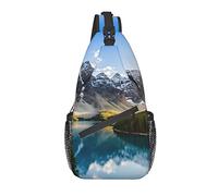Sling Bag, Lake Forest Mountains Print Crossbody Sling Mochila para Hombro Casual Mujeres y Hombres