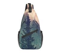 Sling Bag Magic Misty Forest Fog Tree Nature Landscape Wonderland Senderismo Mochila Crossbody Hombro Mochila Travel Chest Pack para Hombres Mujeres