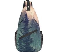 Sling Bag Magic Misty Forest Fog Tree Nature Landscape Wonderland Senderismo Mochila Crossbody Hombro Mochila Travel Chest Pack para Hombres Mujeres