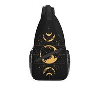 Sling Bag Magic Moon Black Gold Tarot Senderismo Mochila Crossbody Hombro Mochila Travel Chest Pack para Hombres Mujeres