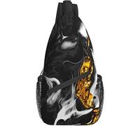Sling Bag Marble Abstract Pastel Splash Black and White Senderismo Mochila Crossbody Hombro Mochila Travel Chest Pack para Hombres Mujeres