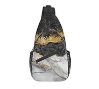 Sling Bag Marble Black Abstract Splash Senderismo Mochila Crossbody Hombro Mochila Travel Chest Pack para Hombres Mujeres