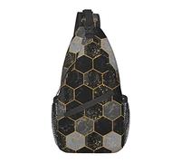 Sling Bag Marble Black Hexagon Abstract Senderismo Mochila Crossbody Hombro Mochila Travel Chest Pack para Hombres Mujeres