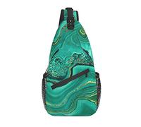 Sling Bag Marble Green Abstract Art Senderismo Mochila Crossbody Hombro Mochila Travel Chest Pack para Hombres Mujeres