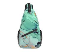 Sling Bag Marble Green Abstract Pastel Gold Senderismo Mochila Crossbody Hombro Mochila Travel Chest Pack para Hombres Mujeres
