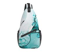 Sling Bag Marble Pastel Teal Abstract Senderismo Mochila Crossbody Hombro Mochila Travel Chest Pack para Hombres Mujeres