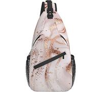 Sling Bag Marble Pink Gold Pastel Splash Senderismo Mochila Crossbody Hombro Mochila Viaje Chest Pack para Hombres Mujeres