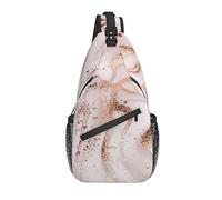 Sling Bag Marble Pink Gold Pastel Splash Senderismo Mochila Crossbody Hombro Mochila Viaje Chest Pack para Hombres Mujeres