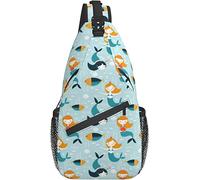 Sling Bag Mermaid Fish Blue Seashell Senderismo Mochila Crossbody Hombro Mochila Travel Chest Pack para Hombres Mujeres
