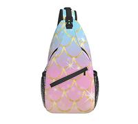 Sling Bag Mermaid Scale Tail Colorful Gradient Senderismo Mochila Crossbody Hombro Mochila Travel Chest Pack para Hombres Mujeres