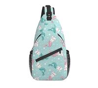 Sling Bag Mermaid Starfish Pastel Teal Ocean Senderismo Daypack Crossbody Hombro Mochila Travel Chest Pack para Hombres Mujeres