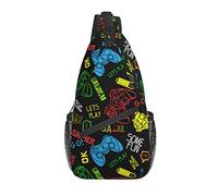 Sling Bag Modern Doodle Colorful Black Senderismo Daypack Crossbody Hombro Mochila Travel Chest Pack para Hombres Mujeres