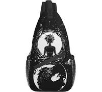 Sling Bag Moon Aesthetic Mystic Yoga Mochila de Senderismo en Blanco y Negro Mochila de Hombro Cruzada Mochila de Viaje en el Pecho para Hombres y Mujeres