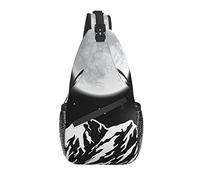 Sling Bag Moon Mountains Night Landscape Black and White Star Senderismo Mochila Crossbody Hombro Mochila Travel Chest Pack para Hombres Mujeres