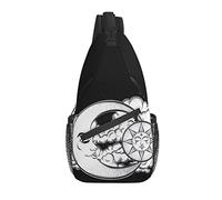 Sling Bag Moon Sun Night Sky Blanco y Negro Astrología Tarot Senderismo Mochila Crossbody Hombro Mochila Travel Chest Pack para Hombres Mujeres
