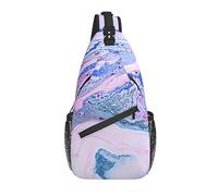 Sling Bag Morado Azul Mármol Splash Senderismo Mochila Crossbody Hombro Mochila Viaje Pecho Pack para Hombres Mujeres