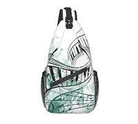 Sling Bag Music Note Piano Teal Senderismo Mochila Crossbody Hombro Mochila Travel Chest Pack para Hombres Mujeres