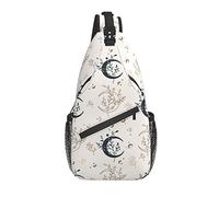Sling Bag Mystical Boho Moon Floral Senderismo Mochila Crossbody Hombro Mochila Viaje Pecho Pack para Hombres Mujeres