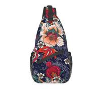 Sling Bag Paisley Folk Flower Rojo Étnico Senderismo Mochila Crossbody Hombro Mochila Travel Chest Pack para Hombres Mujeres