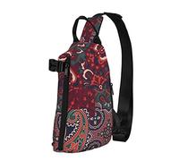 Sling Bag Paisley Red Crossbody Mochila para Hombres Niños, Bolso de Hombro Ligero Antirrobo Bolsa de Gimnasio para Senderismo Viajes Ciclismo
