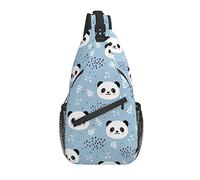 Sling Bag Panda Blue Leaf Childish Senderismo Daypack Crossbody Hombro Mochila Travel Chest Pack para Hombres Mujeres