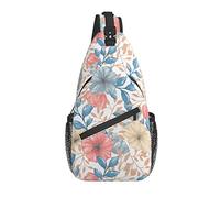 Sling Bag Pastel Flower Retro Azul Rosa Senderismo Mochila Crossbody Hombro Mochila Viaje Cofre Pack para Hombres Mujeres