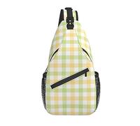 Sling Bag Pastel Green Yellow Plaid Check Senderismo Mochila Crossbody Hombro Mochila Travel Chest Pack para Hombres Mujeres