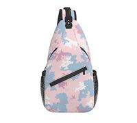 Sling Bag Pastel Pink Blue Camo Camuflaje Senderismo Mochila Crossbody Hombro Mochila Travel Chest Pack para Hombres Mujeres