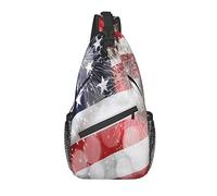Sling Bag Patriotic American Flag Día de la Independencia Senderismo Mochila Crossbody Hombro Mochila Travel Chest Pack para Hombres Mujeres