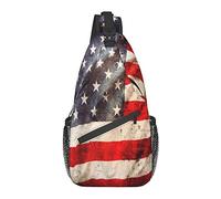 Sling Bag Patriotic American USA Flag Senderismo Daypack Crossbody Hombro Mochila Travel Chest Pack para Hombres Mujeres