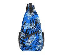 Sling Bag Pine Palm Leaf Blue Senderismo Mochila Crossbody Hombro Mochila Travel Chest Pack para Hombres Mujeres