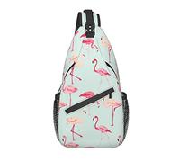 Sling Bag Pink Flamingo Pastel Teal Senderismo Mochila Crossbody Hombro Mochila Travel Chest Pack para Hombres Mujeres