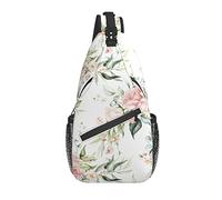 Sling Bag Pink Flower Boho Botanical Senderismo Daypack Crossbody Hombro Mochila Travel Chest Pack para Hombres Mujeres