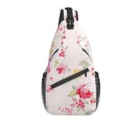 Sling Bag Pink Flower Floral Elegante Senderismo Daypack Crossbody Hombro Mochila Travel Chest Pack para Hombres Mujeres