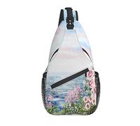 Sling Bag Pink Flower Rose Sea Art Senderismo Mochila Crossbody Hombro Mochila Travel Chest Pack para Hombres Mujeres
