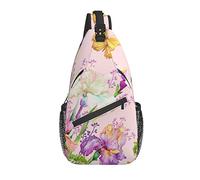 Sling Bag Pink Flower Spring Butterfly Senderismo Mochila Crossbody Hombro Mochila Travel Chest Pack para Hombres Mujeres