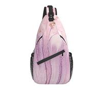 Sling Bag Pink Marble Splash Gradient Senderismo Mochila Crossbody Hombro Mochila Travel Chest Pack para Hombres Mujeres