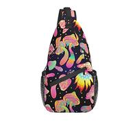 Sling Bag Pink Mushroom Trippy Psychedelic Senderismo Mochila Crossbody Hombro Mochila Travel Chest Pack para Hombres Mujeres