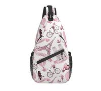 Sling Bag Pink Paris Tower Fashion Senderismo Mochila Crossbody Hombro Mochila Travel Chest Pack para Hombres Mujeres