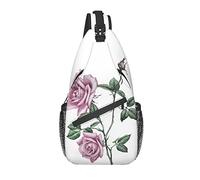 Sling Bag Pink Rose Floral Bloom Flower Senderismo Mochila Crossbody Hombro Mochila Travel Chest Pack para Hombres Mujeres