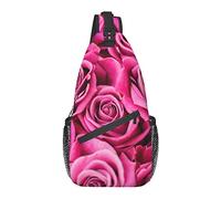 Sling Bag Pink Rose Flower Senderismo Mochila Crossbody Hombro Mochila Travel Chest Pack para Hombres Mujeres