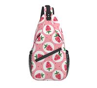 Sling Bag Pink Strawberry Dot Fruit Senderismo Mochila Crossbody Hombro Mochila Travel Chest Pack para Hombres Mujeres