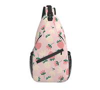 Sling Bag Pink Strawberry Flower Verano Senderismo Mochila Crossbody Hombro Mochila Travel Chest Pack para Hombres Mujeres
