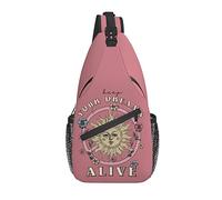 Sling Bag Pink Sun Tarot Wicthy Funny Senderismo Daypack Crossbody Hombro Mochila Travel Chest Pack para Hombres Mujeres
