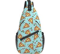Sling Bag Pizza Teal Cute Food Senderismo Mochila Crossbody Hombro Mochila Travel Chest Pack para Hombres Mujeres