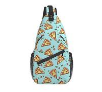 Sling Bag Pizza Teal Cute Food Senderismo Mochila Crossbody Hombro Mochila Travel Chest Pack para Hombres Mujeres