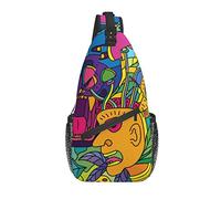 Sling Bag Psychedelic Magic Trippy Mushroom Mystic Jungle Senderismo Mochila Crossbody Hombro Mochila Travel Chest Pack para Hombres Mujeres