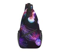 Sling Bag Purple Jellyfish Galaxy Senderismo Mochila Crossbody Hombro Mochila Viaje Chest Pack para Hombres Mujeres