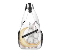Sling Bag Rabbit Moon Star Senderismo Mochila Crossbody Hombro Mochila Travel Chest Pack para Hombres Mujeres